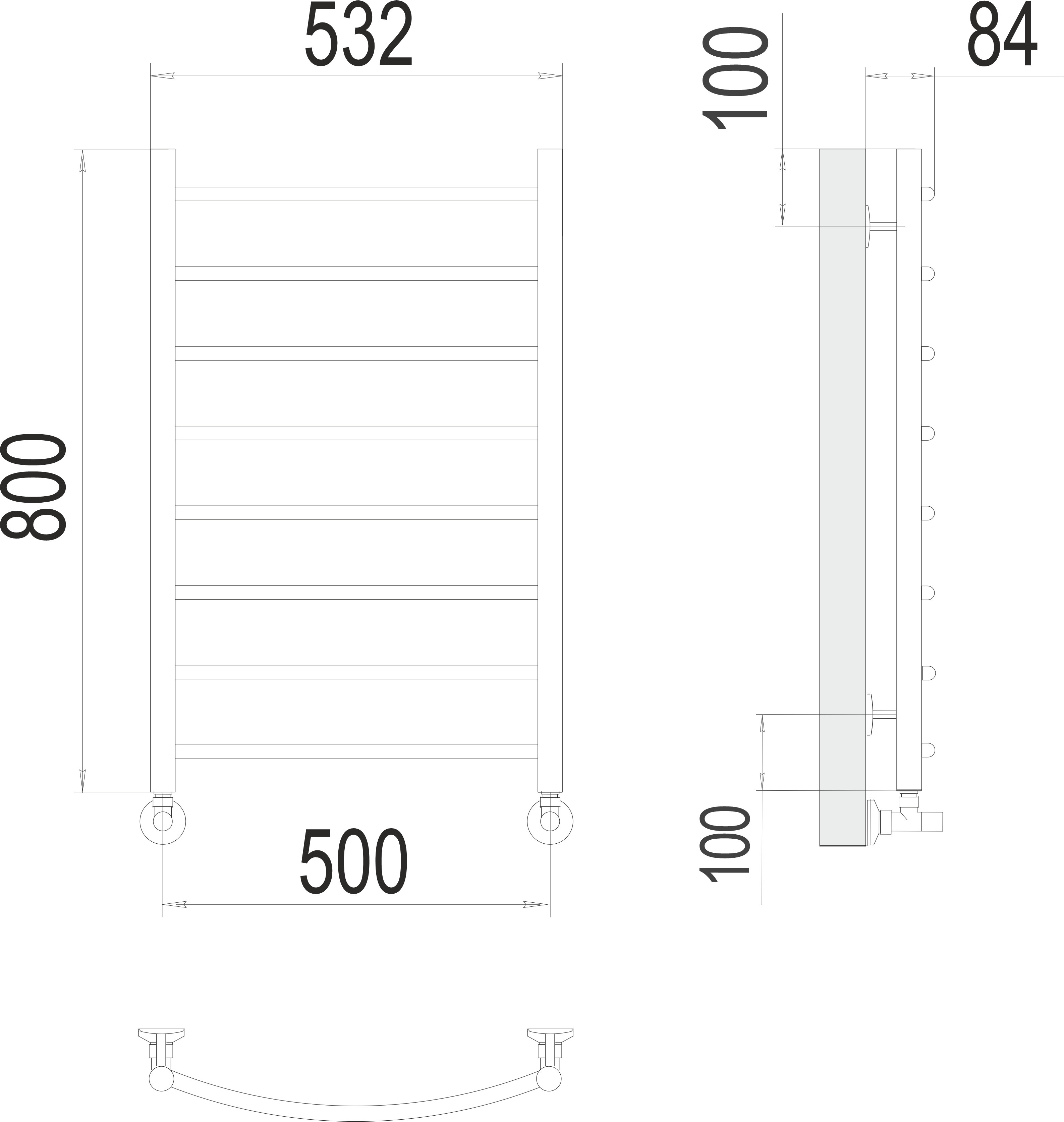 Полотенцесушитель водяной П8 500х800 Terminus Классик