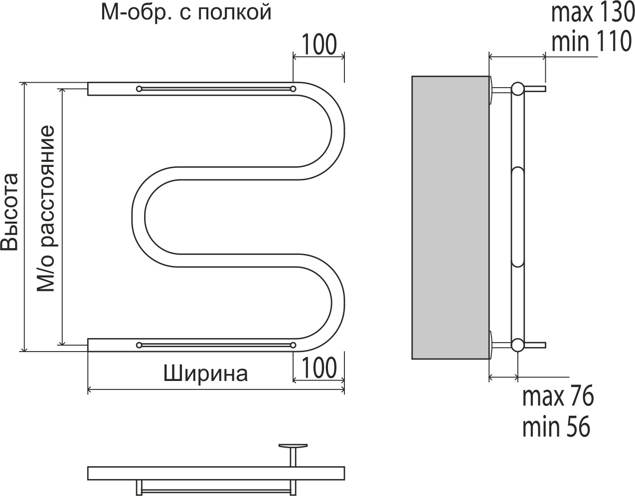 Полотенцесушитель водяной М-образный 600х700 Terminus