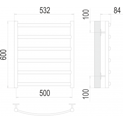 Полотенцесушитель водяной П6 500х600 Terminus Атланта