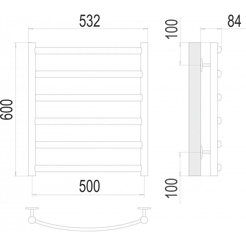 Полотенцесушитель водяной П6 500х600 Terminus Атланта