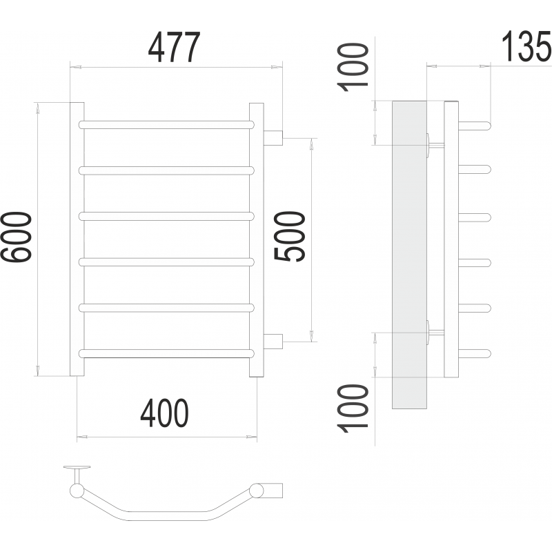 Полотенцесушитель водяной П6 400х600 Terminus Виктория