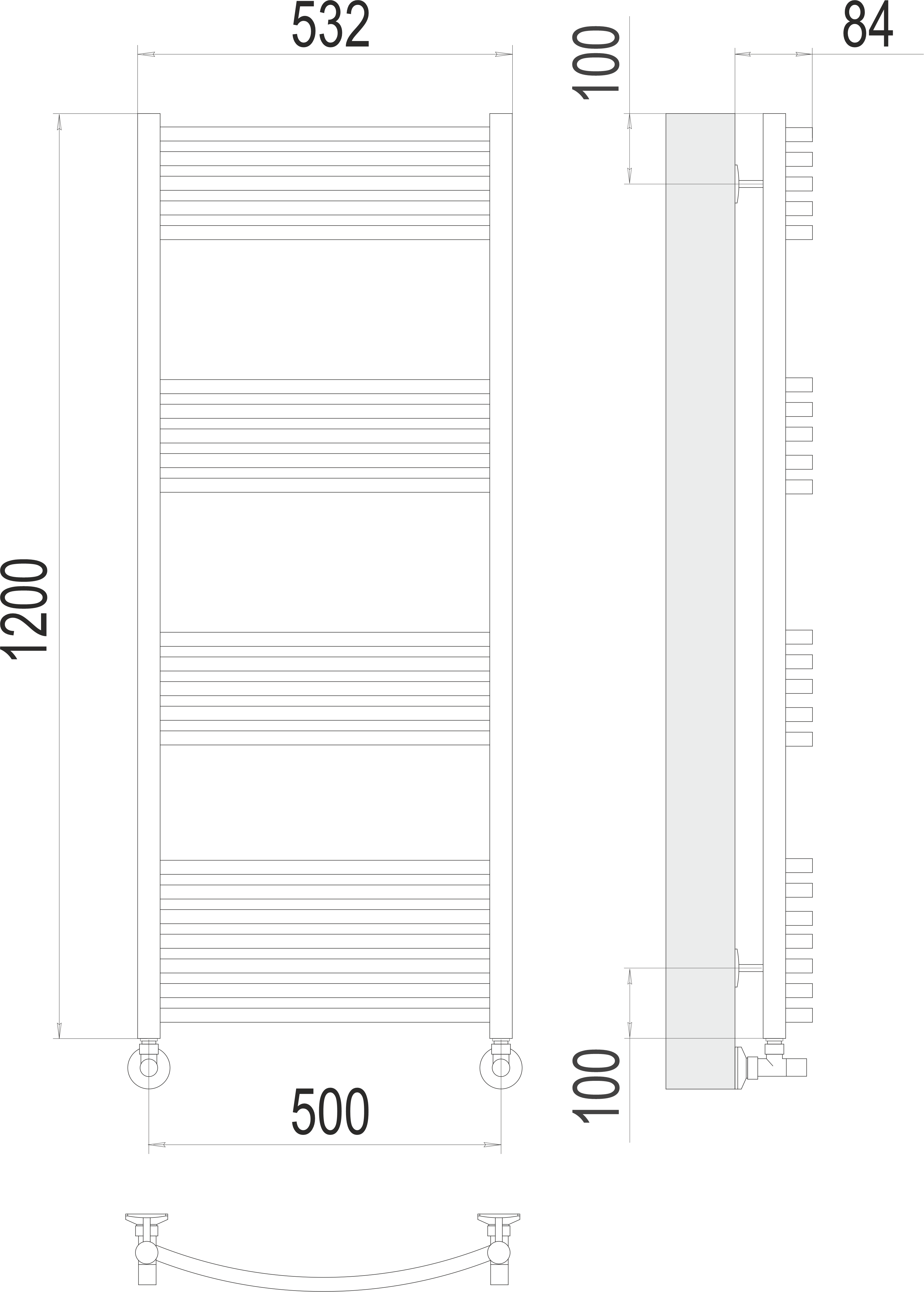 Полотенцесушитель водяной П22 500х1200 Terminus Классик