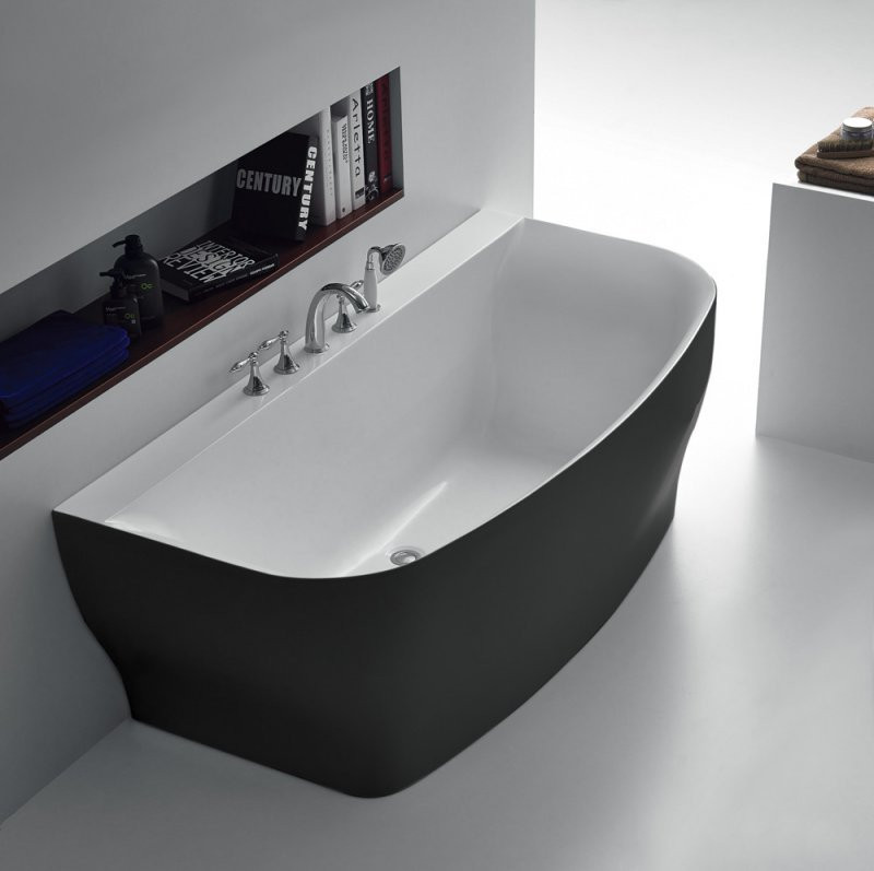 Ванна 165x78х59см Belbagno BB74-NERO-W0 пристенная акриловая, матовая черная, без перелива