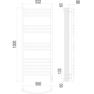 Полотенцесушитель электрический П15 500х1300 Terminus Классик