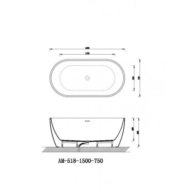Акриловая ванна 150x75x59см Art&Max AM-518-1500-750