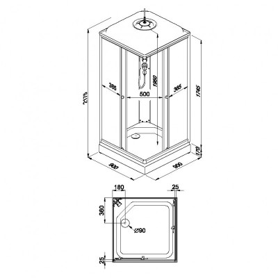 Душевая кабина MARONI 90x90x217 BREEZE SQ90L-GRS-DN4