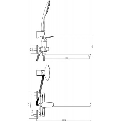 Смеситель для ванны хром Rossinka RS45-32