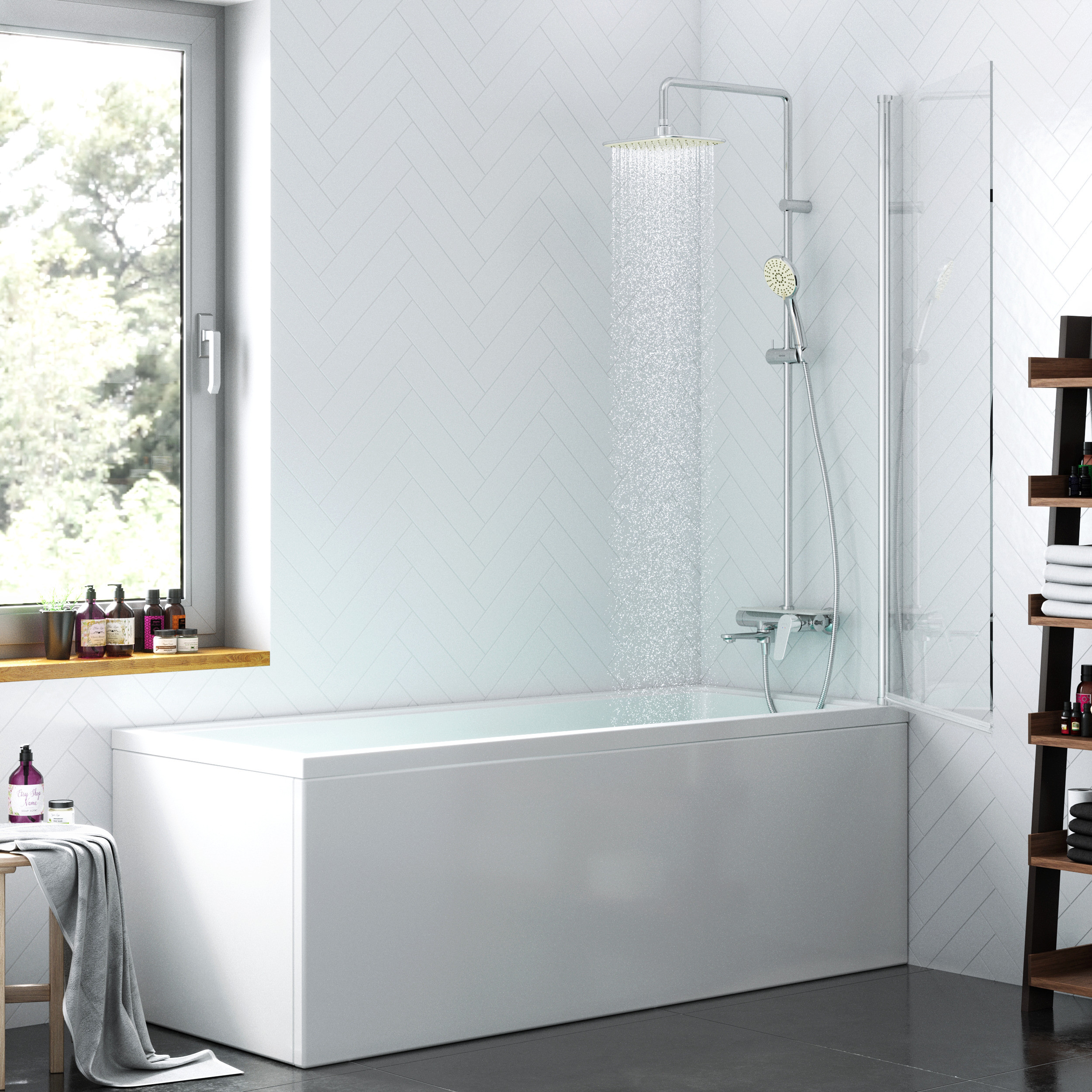 Душевая шторка на ванну 80х140см хром Damixa DX35WBS-D080-140MT