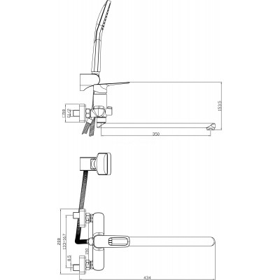 Смеситель для ванны хром Rossinka RS46-32