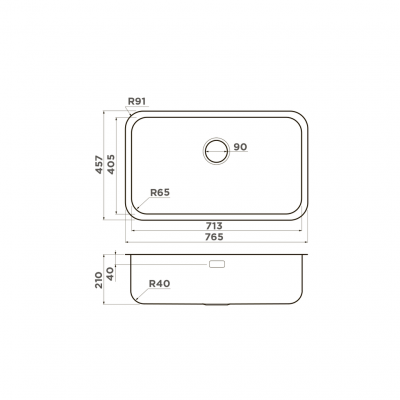 Мойка нержавеющая сталь Omoikiri OMI 76-U/I IN, 713x405мм, 4993500