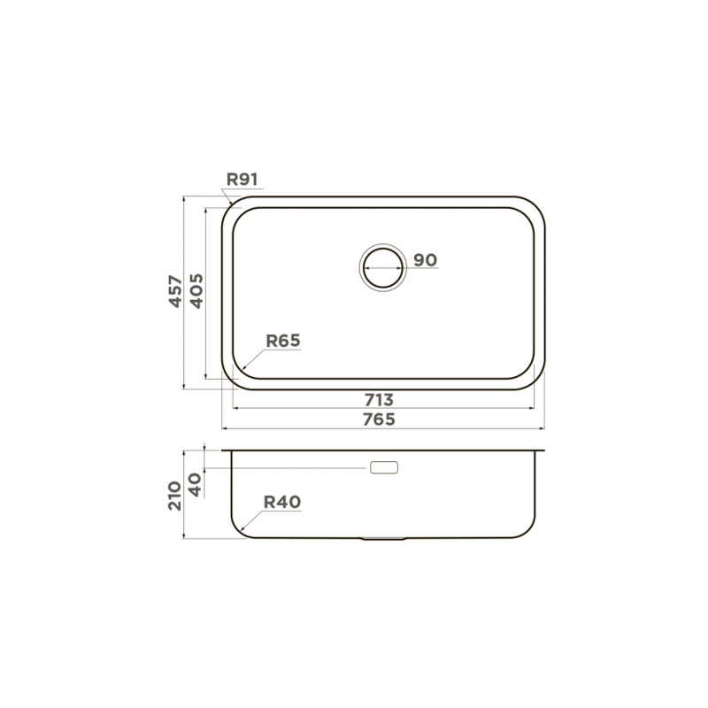 Мойка нержавеющая сталь Omoikiri OMI 76-U/I IN, 713x405мм, 4993500