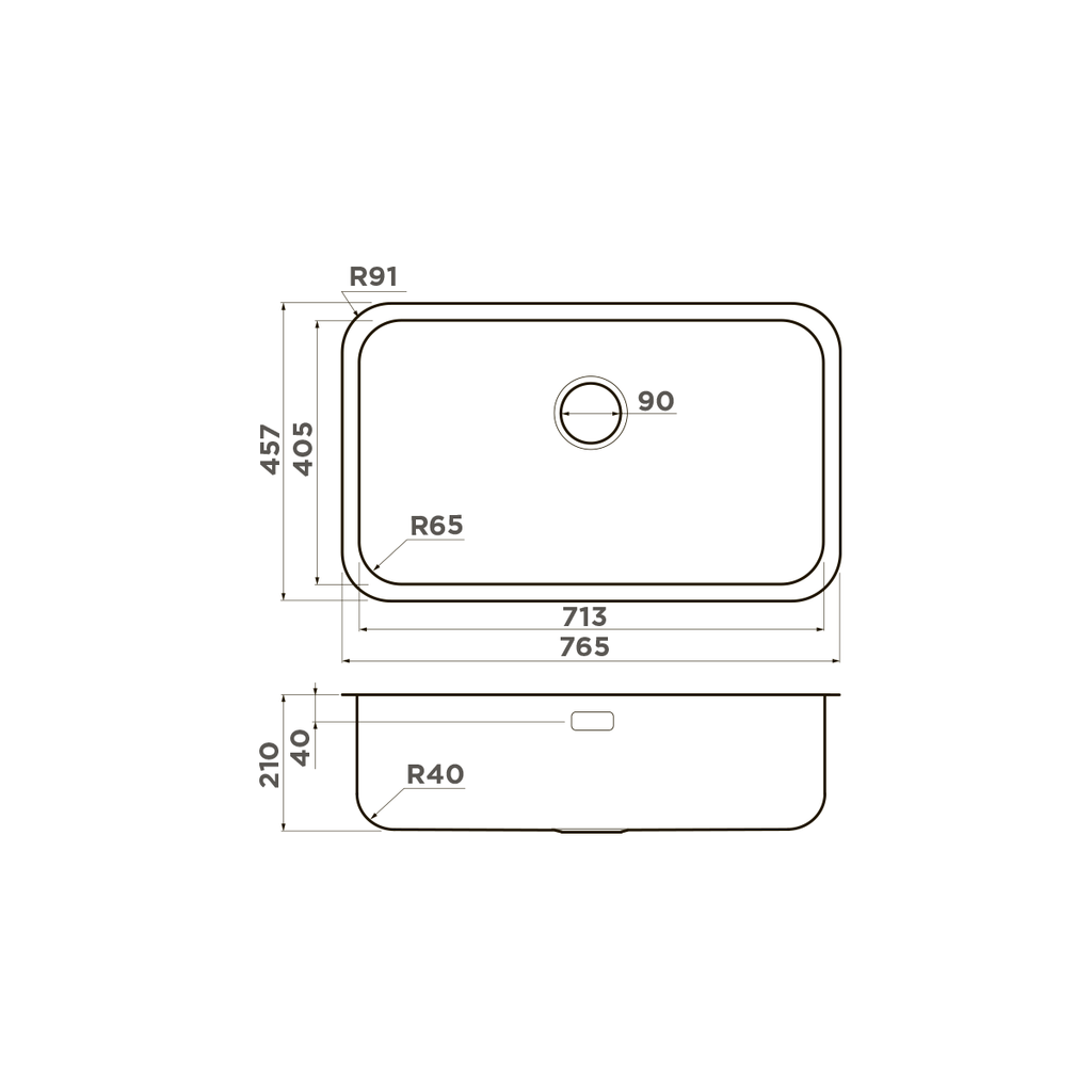 Мойка нержавеющая сталь Omoikiri OMI 76-U/I IN, 713x405мм, 4993500