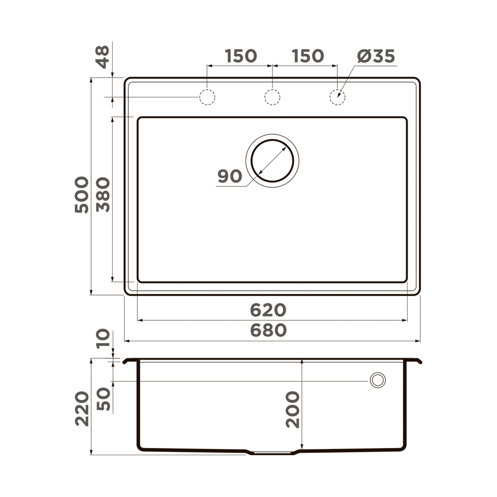 Мойка Omoikiri TEDORI 68 SA, 620x380мм, искусственный гранит TETOGRANIT, бежевый, 4993966
