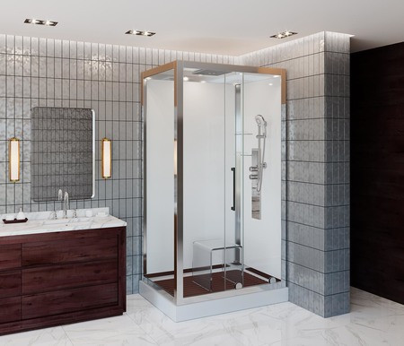 Душевая кабина 120x90x220 DTO Z120KERAVASTEAM, с электрикой и паром, прозрачное стекло, профиль хром 