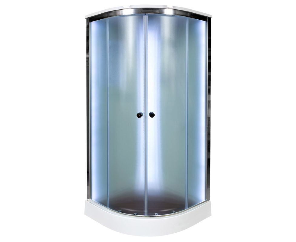 Душевая кабина 80x80x205 DTO D08SLED, с крышей, с электрикой, с LED подсветкой, матовое стекло, профиль хром