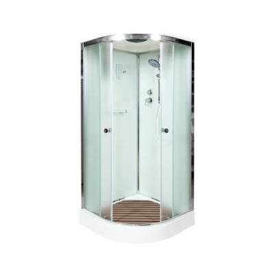 Душевая кабина 80x80x205 DTO D08SLED, с крышей, с электрикой, с LED подсветкой, матовое стекло, профиль хром