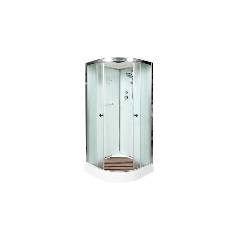 Душевая кабина 80x80x205 DTO D08SLED, с крышей, с электрикой, с LED подсветкой, матовое стекло, профиль хром