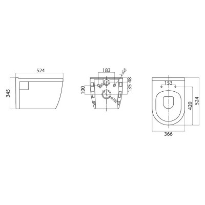 Унитаз подвесной безободковый Belbagno LOTO BB070CHR/SC с сиденьем в комплекте