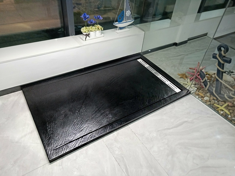 Душевой поддон из искусственного камня черный 100х90см Welt Wasser WW TRS 10090 STONE-BL