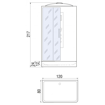 Душевая кабина хром River Vitim 120x80 ТН
