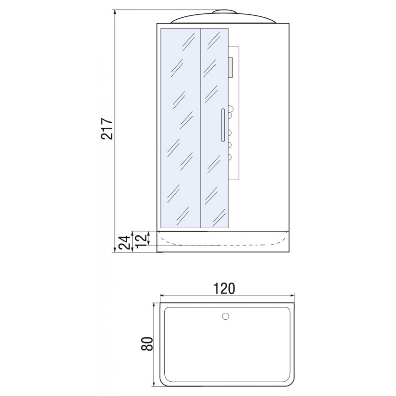Душевая кабина хром River Vitim 120x80 ТН