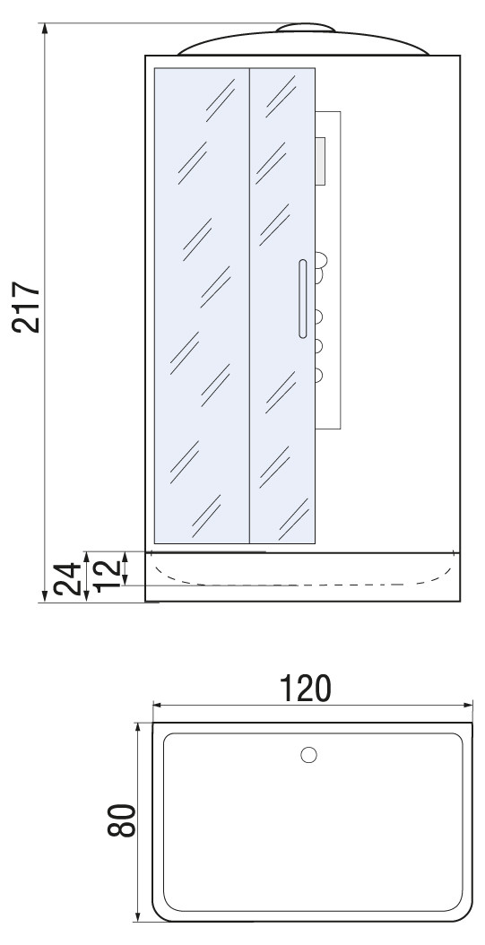 Душевая кабина хром River Vitim 120x80 ТН