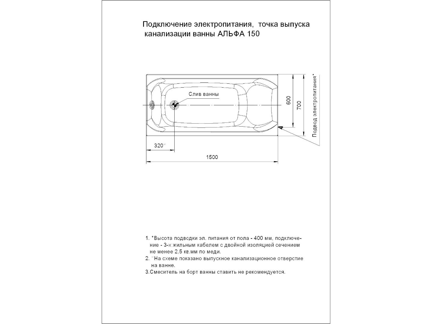 Акриловая ванна белая 150x70см Aquatek Альфа ALF150-0000038
