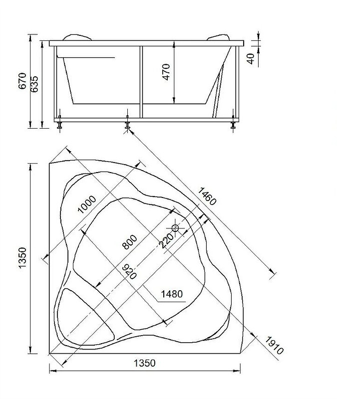 Акриловая ванна белая 135x135см Aquatek Галатея GAL135-0000022