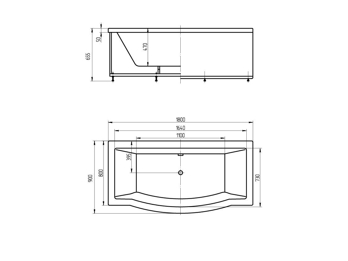Акриловая ванна белая 180x90см Aquatek Гелиос GEL180-0000067