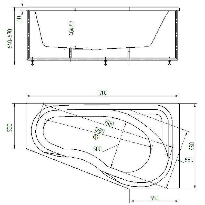 Акриловая ванна белая 170x95см левая Aquatek Медея MED180-0000037