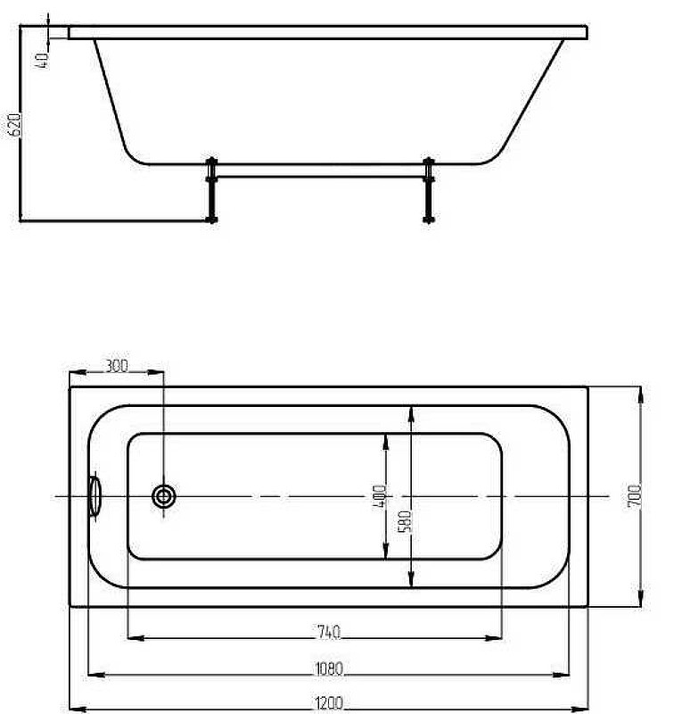 Акриловая ванна белая 120x70см Aquatek Мия MIY120-0000001