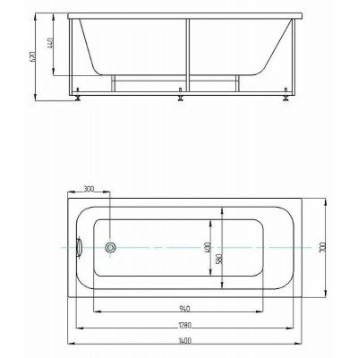 Акриловая ванна белая 140x70см Aquatek Мия MIY140-0000001