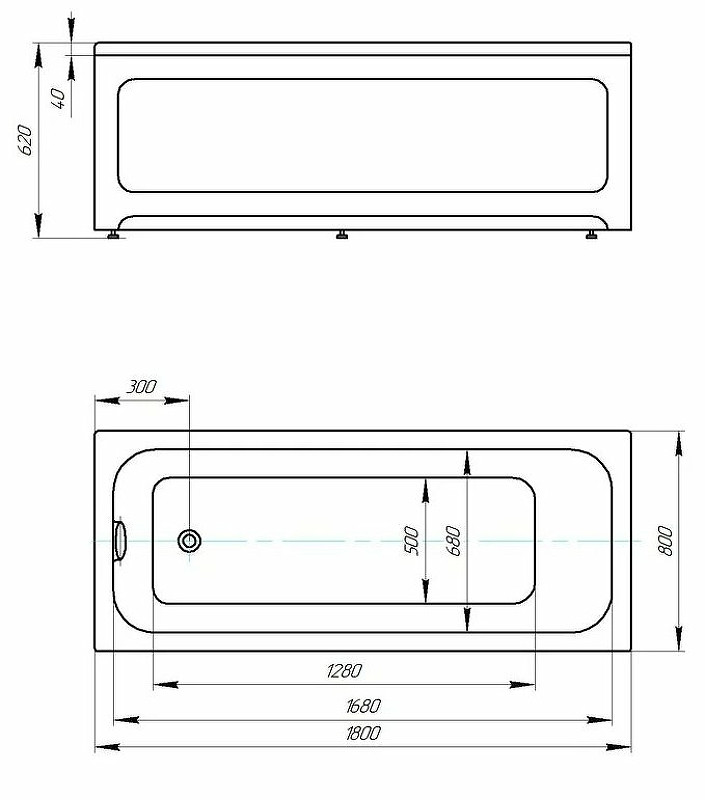 Акриловая ванна белая 180x70см Aquatek Мия MIY180-0000001