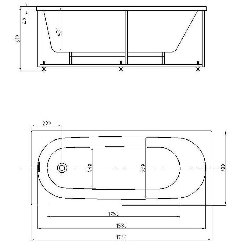 Акриловая ванна белая 170x70см Aquatek Оберон OBR170-0000027
