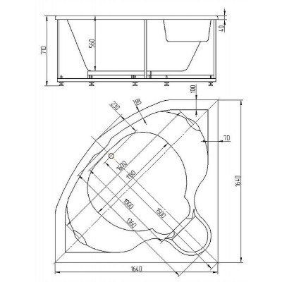 Акриловая ванна белая 164x164см Aquatek Сириус SIR164-0000002