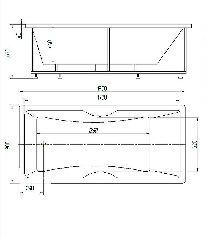 Акриловая ванна белая 190x90см Aquatek Феникс FEN190-0000079