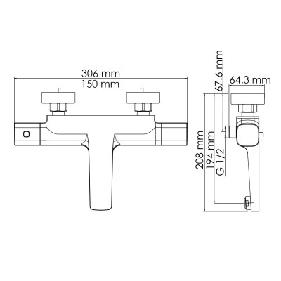 Смеситель для ванны термостатический хром WasserKRAFT Naab 8611 Thermo