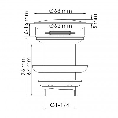 Донный клапан Push-up золото WasserKRAFT A248
