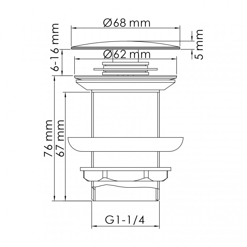 Донный клапан Push-up золото WasserKRAFT A248