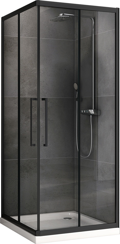 Душевой уголок без поддона черный 80x80x195см Abber Schwarzer Diamant AG02080BH