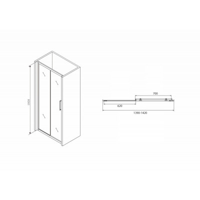 Душевая дверь 140х195см черная ABBER Schwarzer Diamant AG30140BH