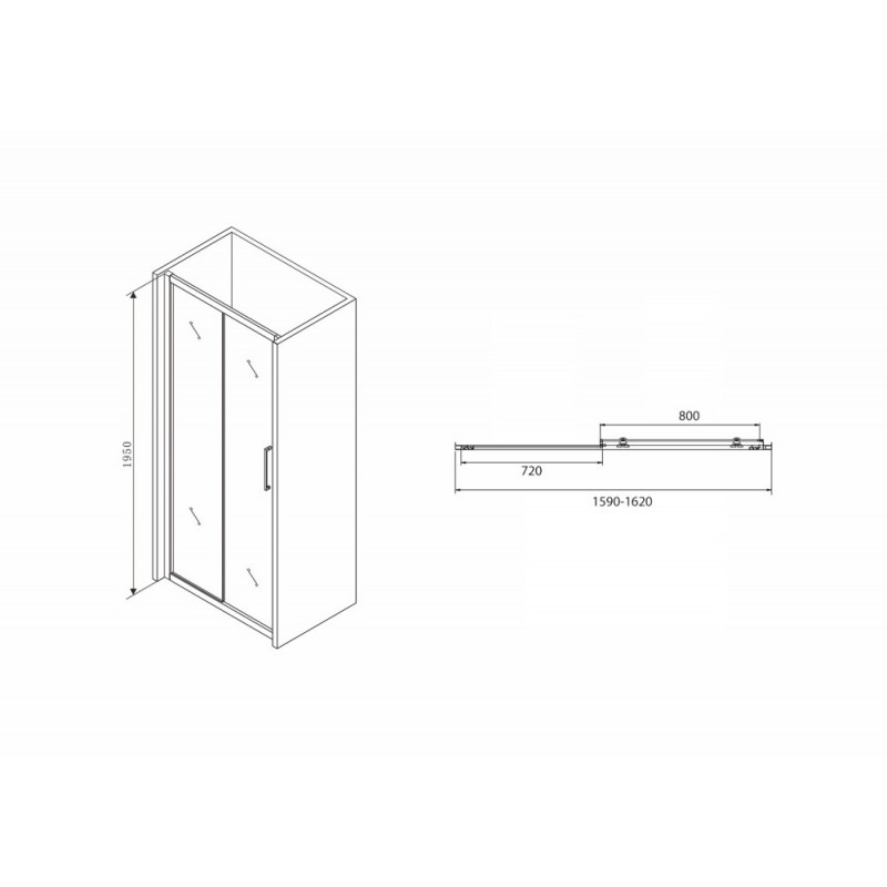 Душевая дверь 160х195см черная ABBER Schwarzer Diamant AG30160BH