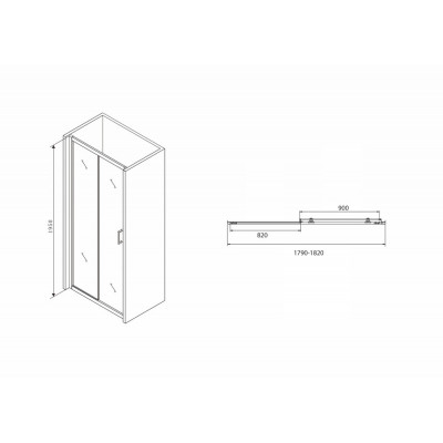 Душевая дверь 180х195см черная ABBER Schwarzer Diamant AG30180B
