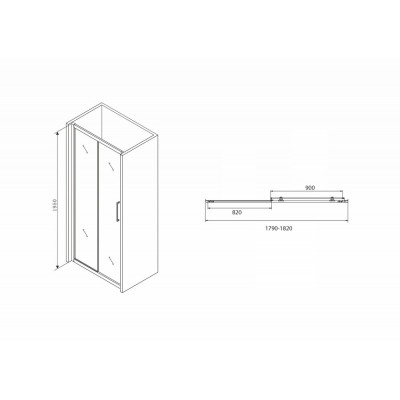 Душевая дверь 180х195см черная ABBER Schwarzer Diamant AG30180BH