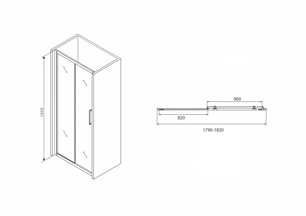 Душевая дверь 180х195см черная ABBER Schwarzer Diamant AG30180BH