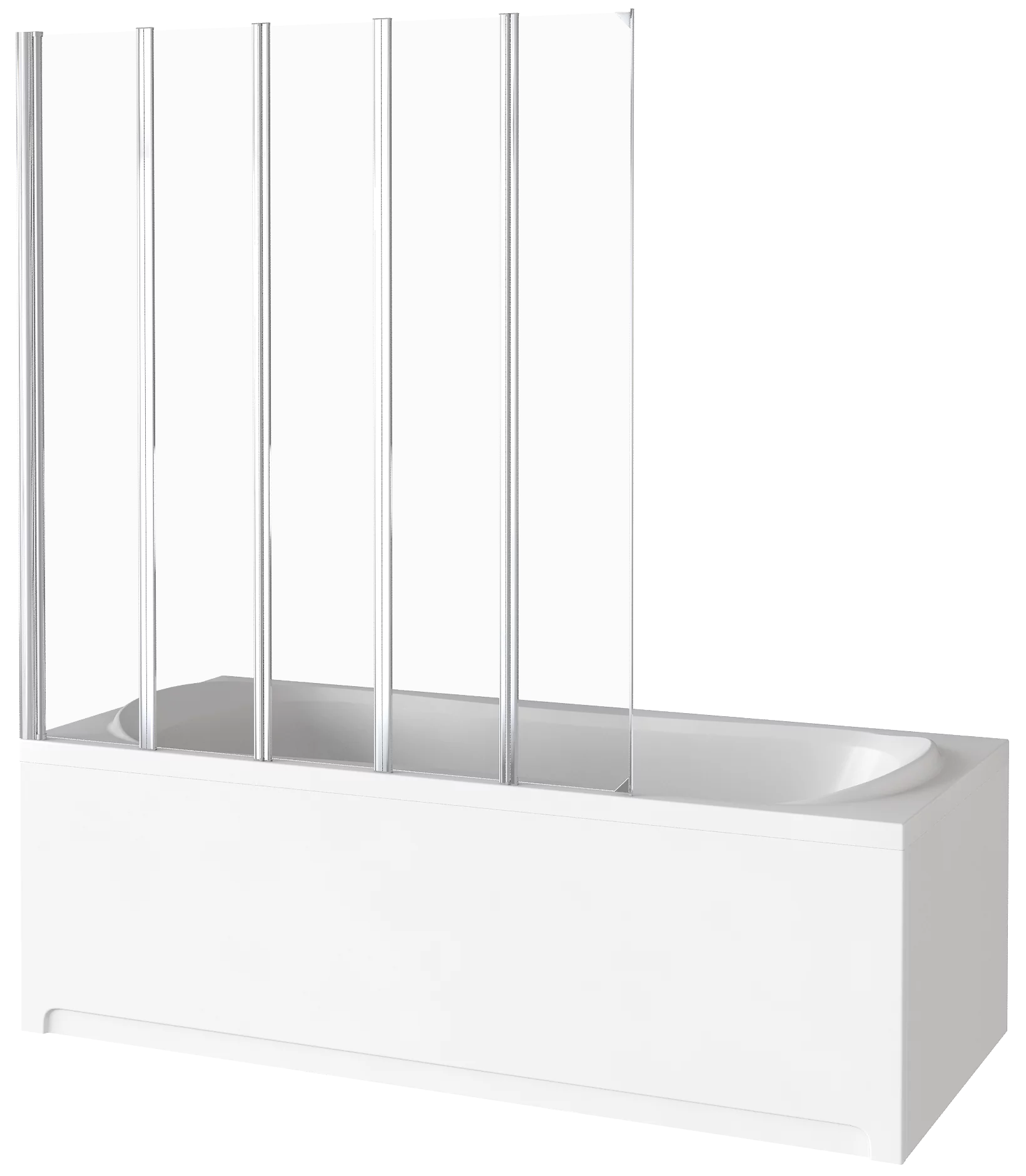 Шторка на борт ванны Good Door SCREEN GR5-120-С-СН 120x140, пятиэлементная складная, профиль хром, прозрачное