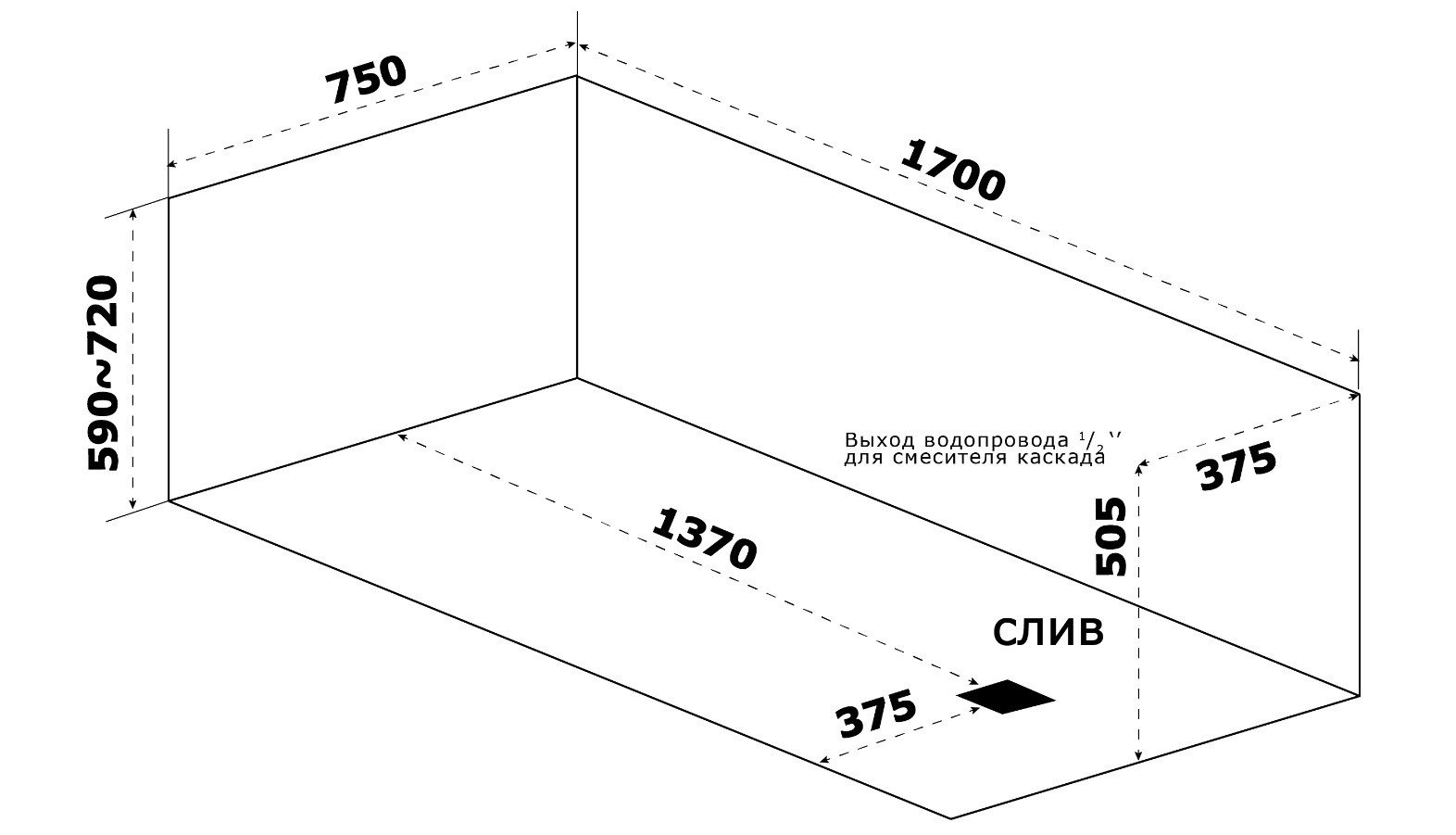 Акриловая ванна белая 170x75см Bas Аякс В00131