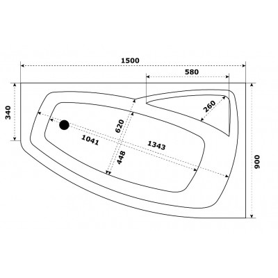 Акриловая ванна белая левая 150x90см Bas Камея В 00117