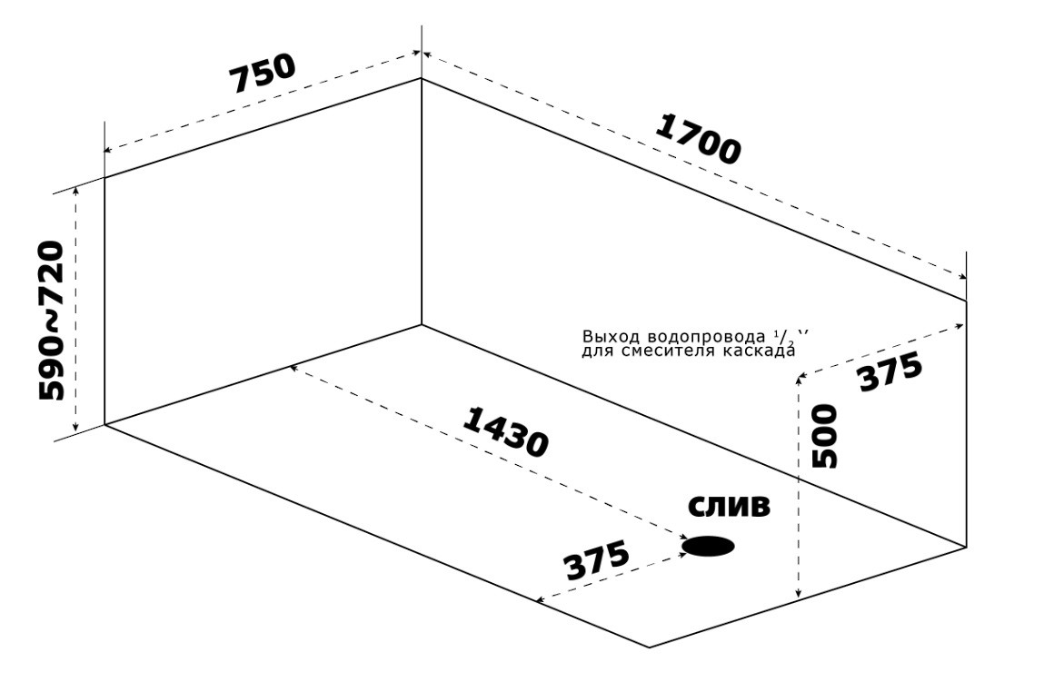 Акриловая ванна белая 170x75см Bas Нирвана В 00115