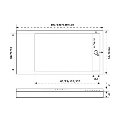 Душевой поддон из искусственного камня 120х90см черный Good Door Stella ЛП00159